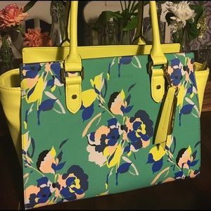 Emma and Sophia lemon yellow floral purse