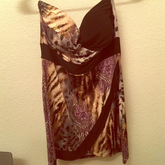 Beautiful satin strapless blouse