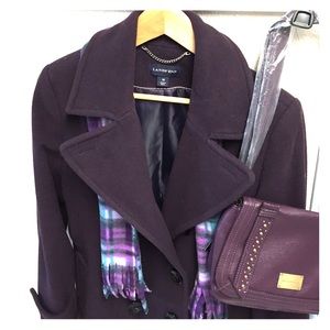 Lands' End plum purple peacoat