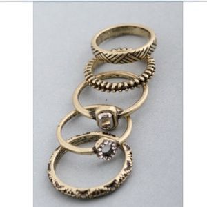 ✨Burnish Silver Boho 5 Piece Ring Stacking Set