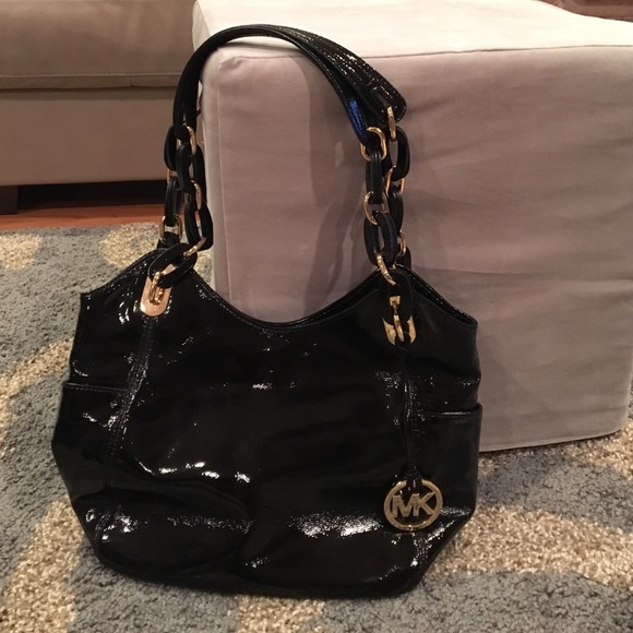 Black patent leather Michael Kors bag