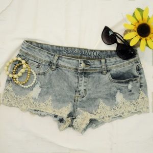 Jean Shorts with Lace Trim