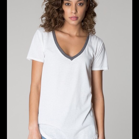 Z Supply Tops - Ringer V Soft White