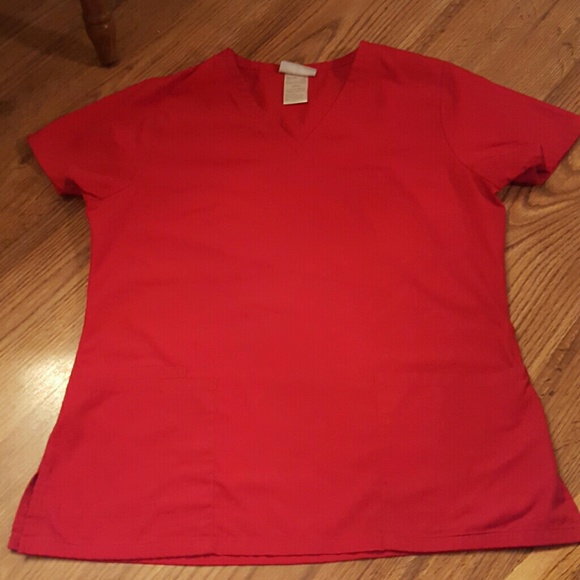 Red scrub top
