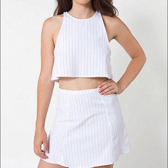American Apparel Lulu Pinstriped White Set