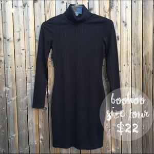 BLACK LONG SLEEVE TURTLENECK BODYCON DRESS SZ S