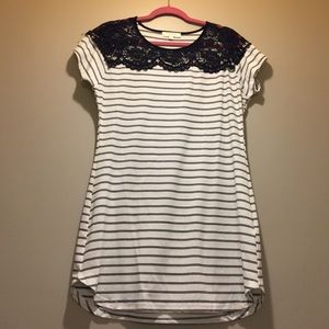 Black & White Stripe Tunic With Lace