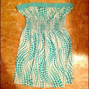 Teal and white tube dress/shirt/coverup