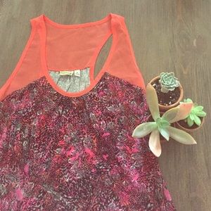 DONATED Feather print tank with orange