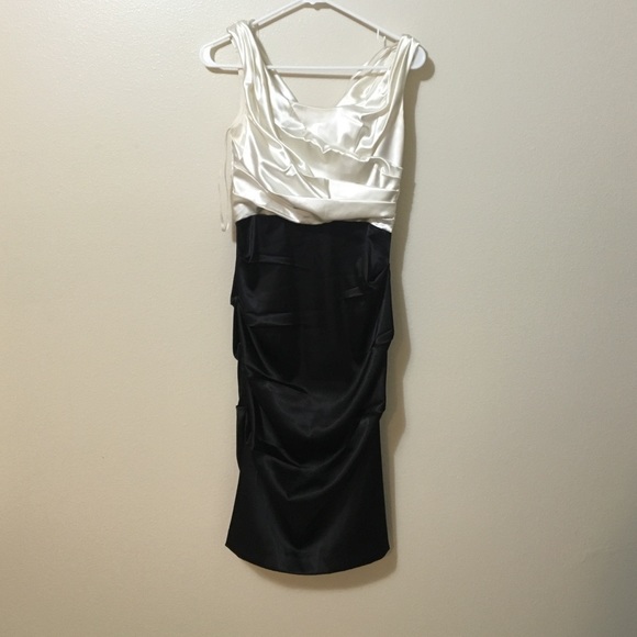 Betsy and Adam Black and cream Satan Dress - Picture 1 of 4