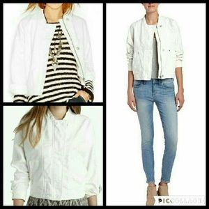 Free People white distressed denim jacket