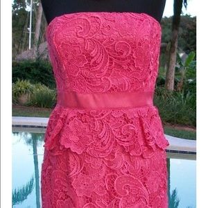 Cache Lace Peplum Strapless Dress size 6