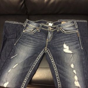 Silver Distressed Jeans