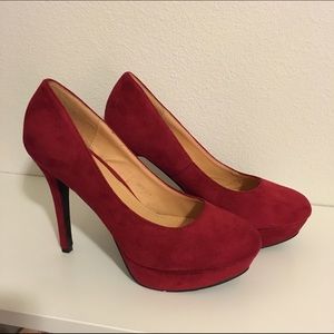 New Red high heels faux suede. Ollio brand