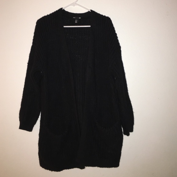 H&M chunky knit black cardigan sweater