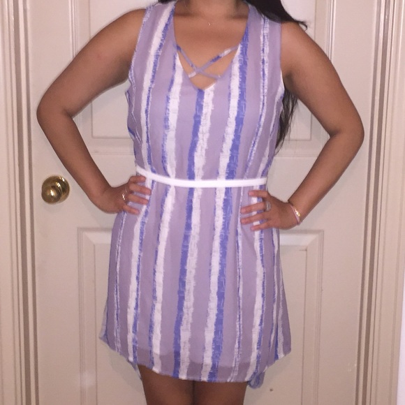 NWOT Striped Tank Dress with Belt M - Picture 3 of 3