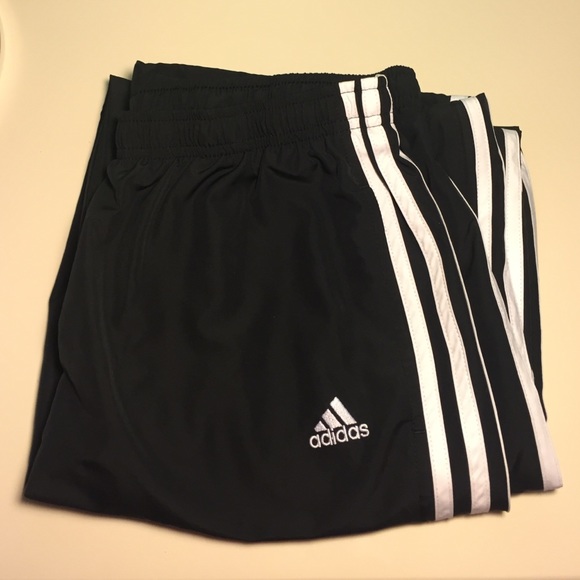 Adidas Black W/ White Striped Track Pants