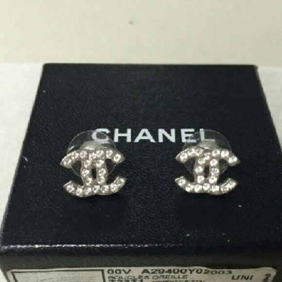 CHANEL diamond logo earrings