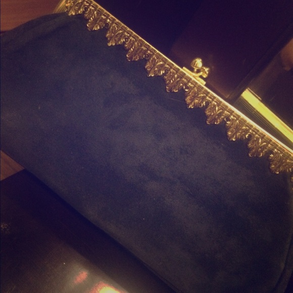 Vintage blue suede clutch