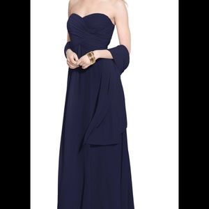 Ralph Lauren Navy Strapless Georgette Gown