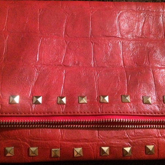 Large Red Studded Clutch - Picture 2 of 4