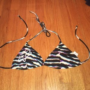 Rainbow Zebra Print Bikini Top