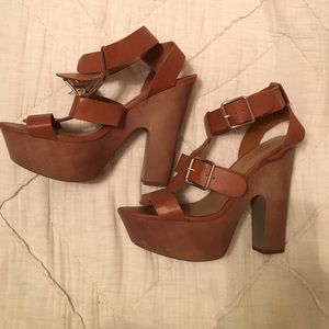 Brown Leather Strappy Heels