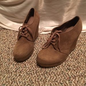 Suede wedge booties