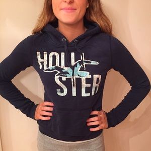 Navy blue Hollister graphic hoodie