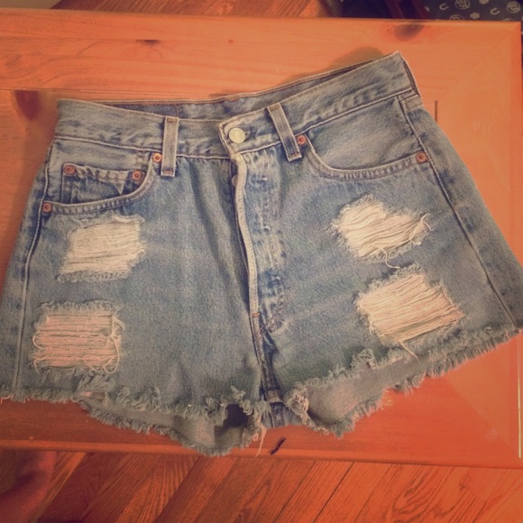 Distressed Hi Rise Shorts