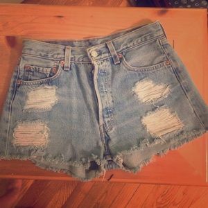 Distressed Hi Rise Shorts
