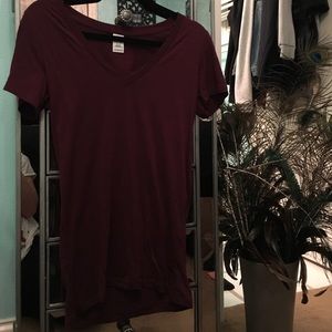 PINK Maroon V-Neck T-Shirt