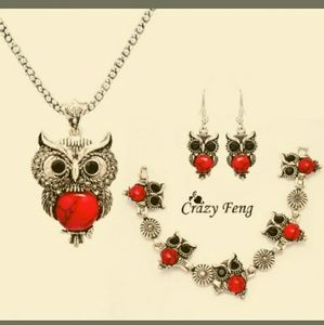 Beautiful Red bellied Owl neck/bracelet,earing set