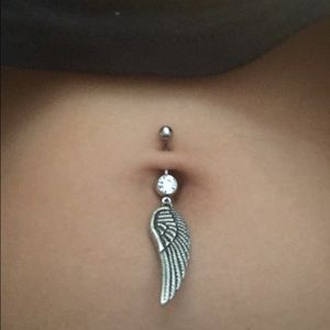 Navel Ring with Angel Wing Charm