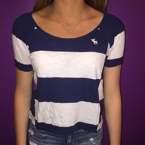 Abercrombie navy and white striped tee