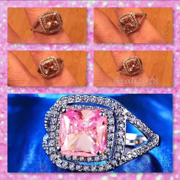 🆕Pink & White Sapphire Cocktail Ring SZ 10 - Picture 3 of 4