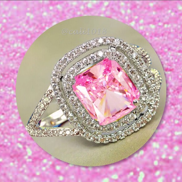 🆕Pink & White Sapphire Cocktail Ring SZ 10 - Picture 4 of 4