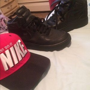 Black High top Nike Air Force Ones Woman's  size 8