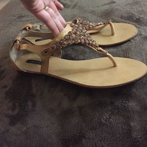 Tan bling sandals