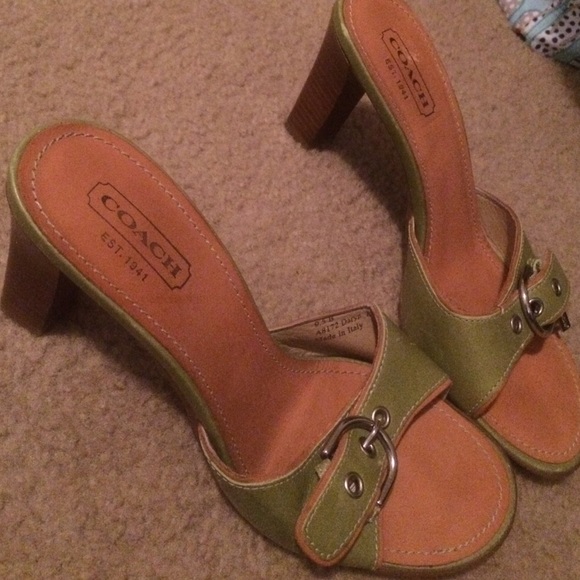 Authentic Coach slip-on light green heels