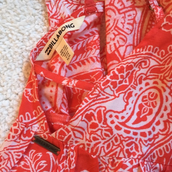 Billabong coral print dress criss-cross back NWOT - Picture 2 of 3