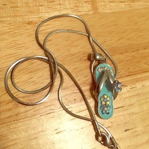 Rhinestone Flip Flop Necklace