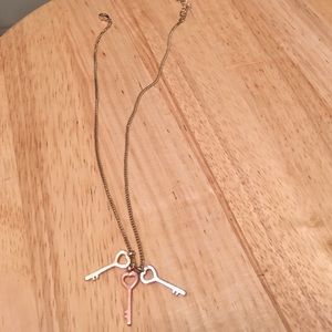 Gold, Silver, Bronze Key Charm Necklace