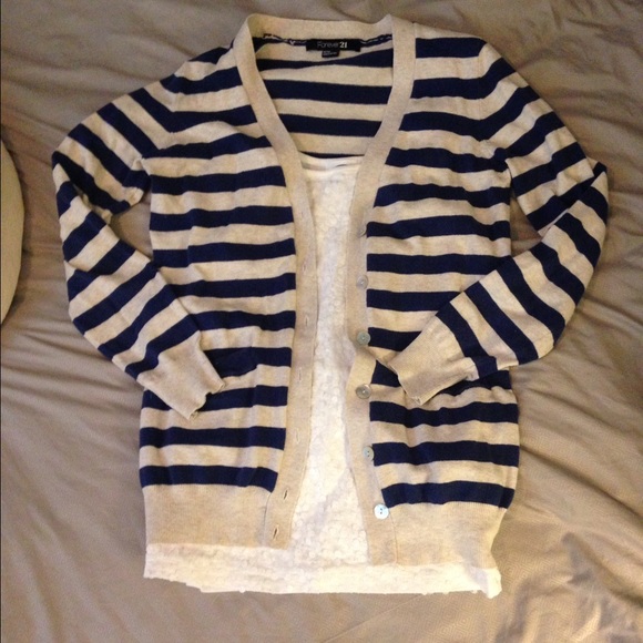 Navy blue and beige cardigan