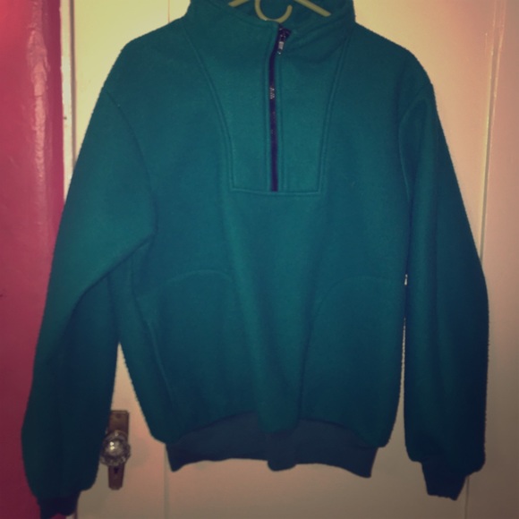 Vintage teal polar fleece quarter zip - Picture 1 of 3