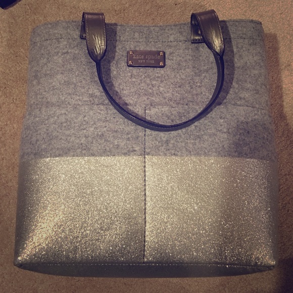 kate spade Handbags - Kate Spade gray glitter felt tote