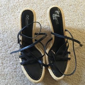 Black wedge sandals by Charles David