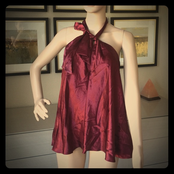 Laundry by Shelli Segal Tops - Laundry by Shelli Segal burgundy silky top size 0