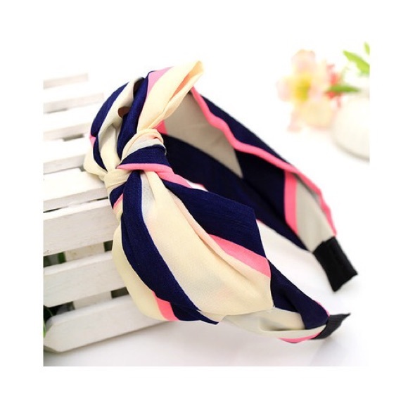 Women Bowknot Fabric Coated Hair Hoop Band Multi