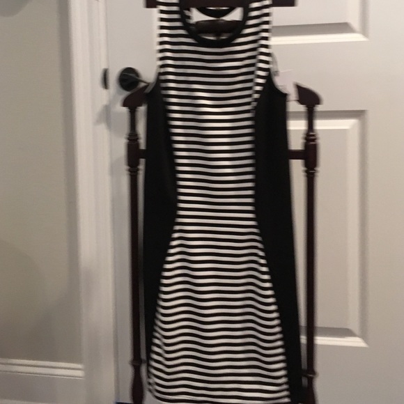 Striped sleeveless ponte dress